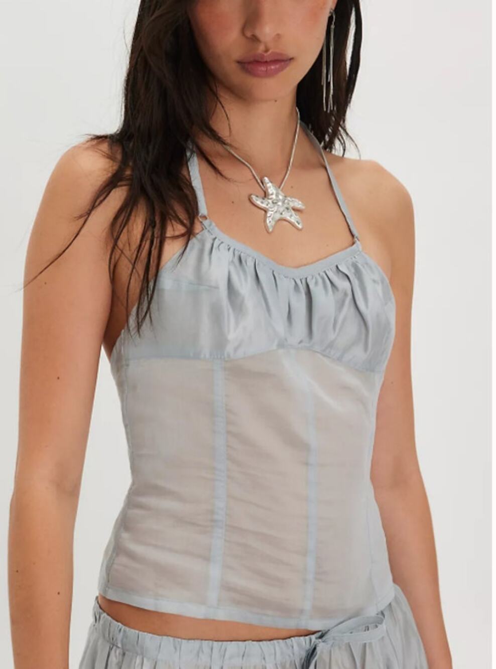Belle The Label Free People Flore Rhea Halter Corset Top Shear Mist  XL/L NWT